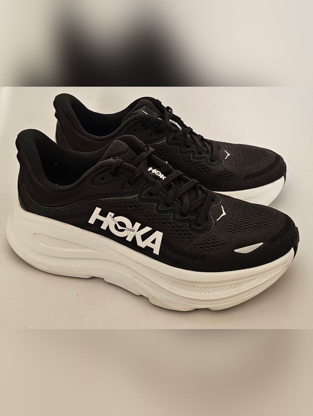Hoka Black and White Women’s Athletic Running Shoes
